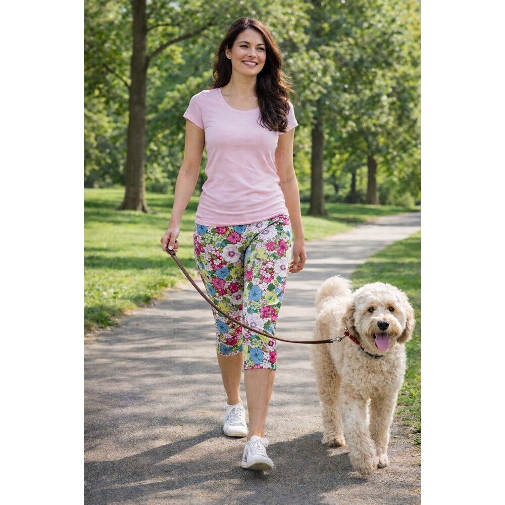 White Stag Floral Capri Pants Size 10 Cotton Summer Casual Vacation Resort Wear
